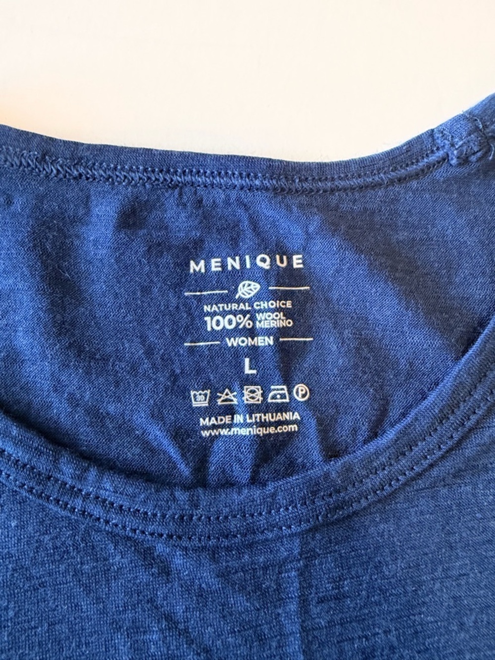 Menique 100% merino Wool Thermal long sleeve tshirt, blue, size L - Picture 2 of 9